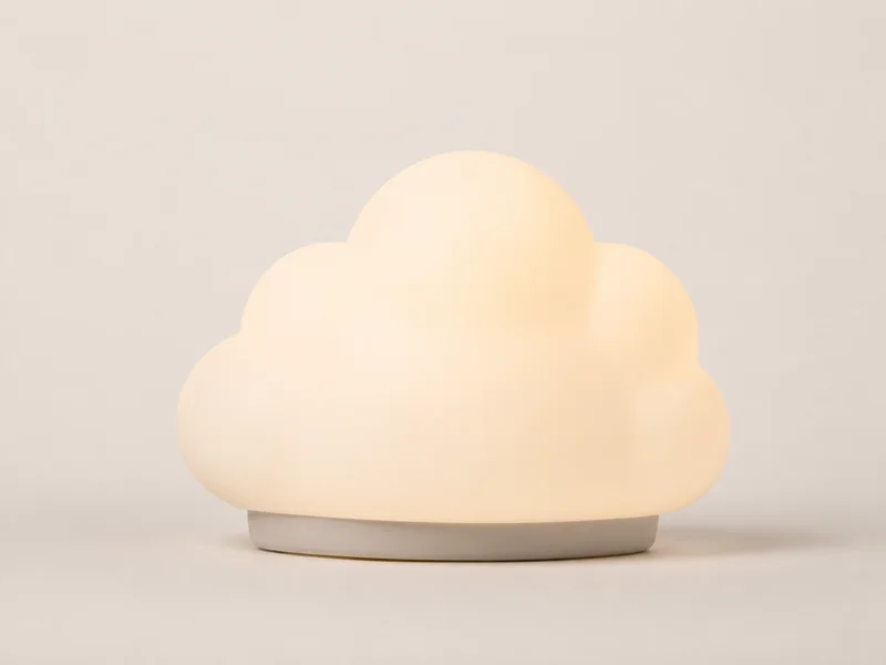Realistic studio product photo of the pretend product Cloud Glow Lamp.