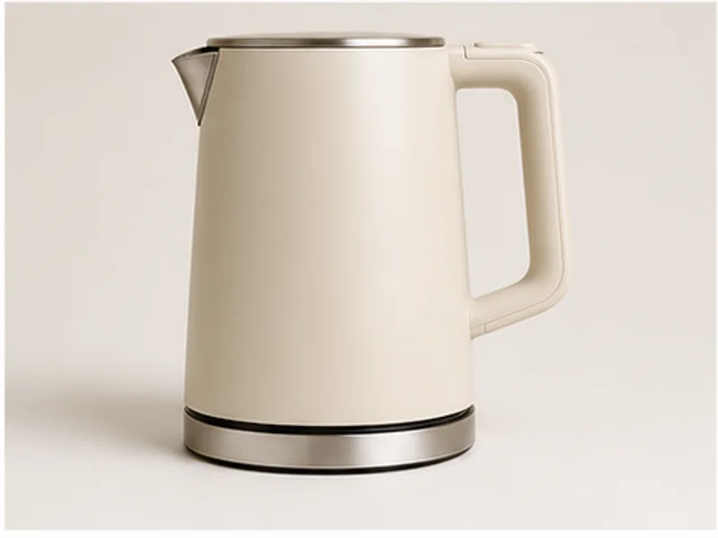Realistic studio product photo of the pretend product Countertop Comet Kettle.