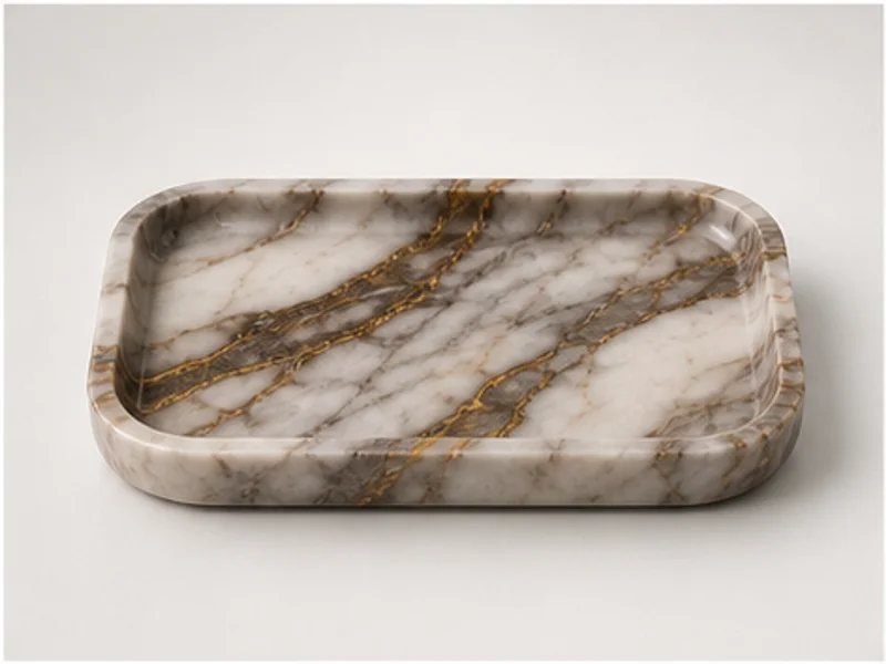 Realistic studio product photo of the pretend product Marble Mood Tray.