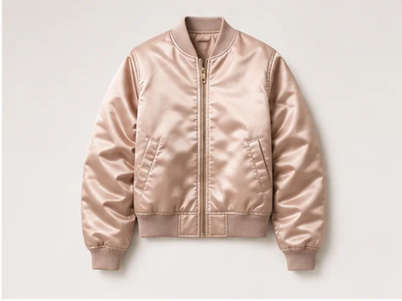 Realistic studio product photo of the pretend product Satin Pocket Jacket.