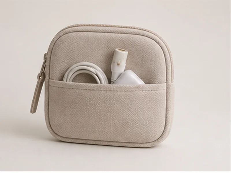 Realistic studio product photo of the pretend product Tiny Cable Pocket.