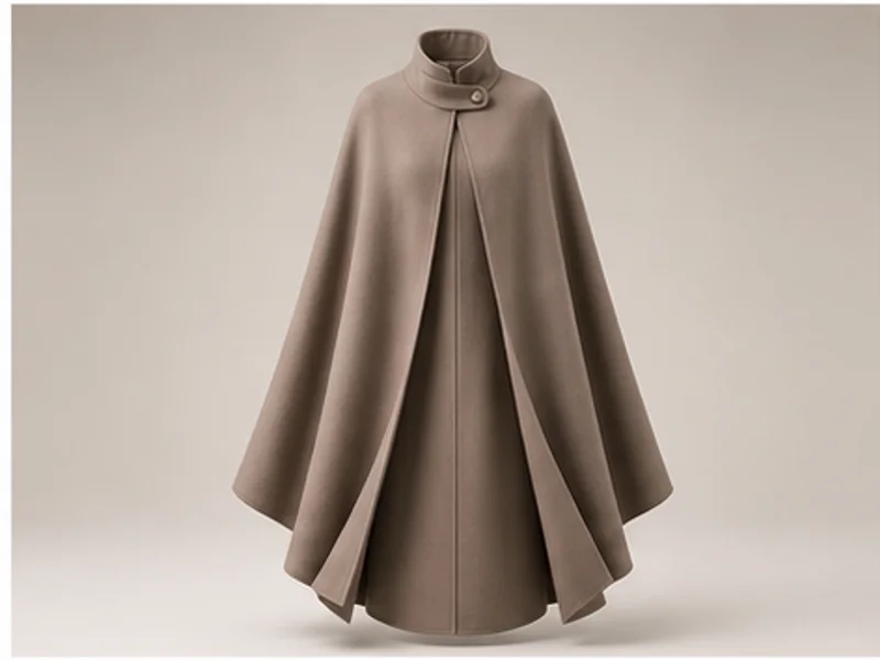 Realistic studio product photo of the pretend product Weekday Cape Coat.