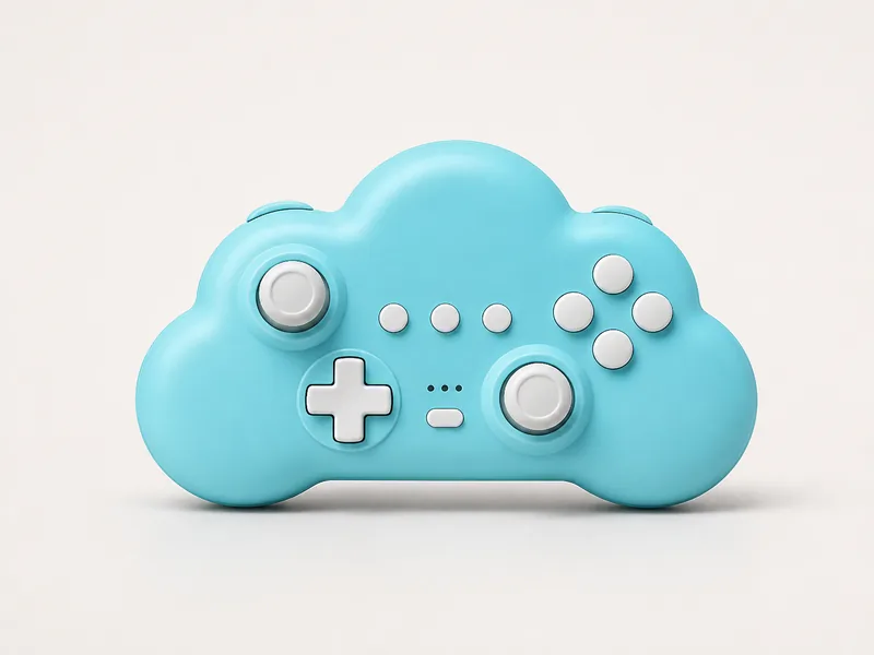 Generated generic product photo of a cyan arcade cloud controller.