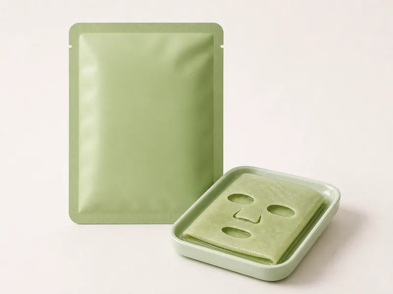 Generated generic product photo of a green glow garden face mask.