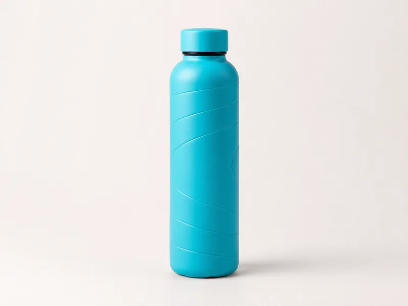 Generated generic product photo of a cyan orbit water bottle.