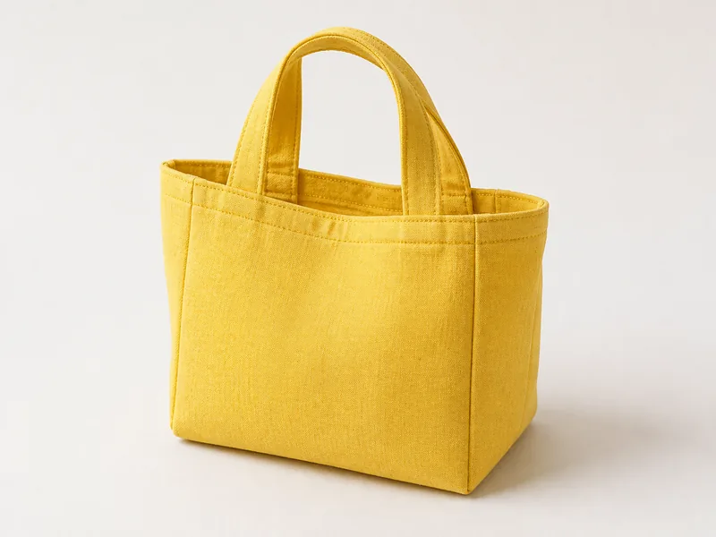 Generated generic product photo of a yellow linen lunch tote.