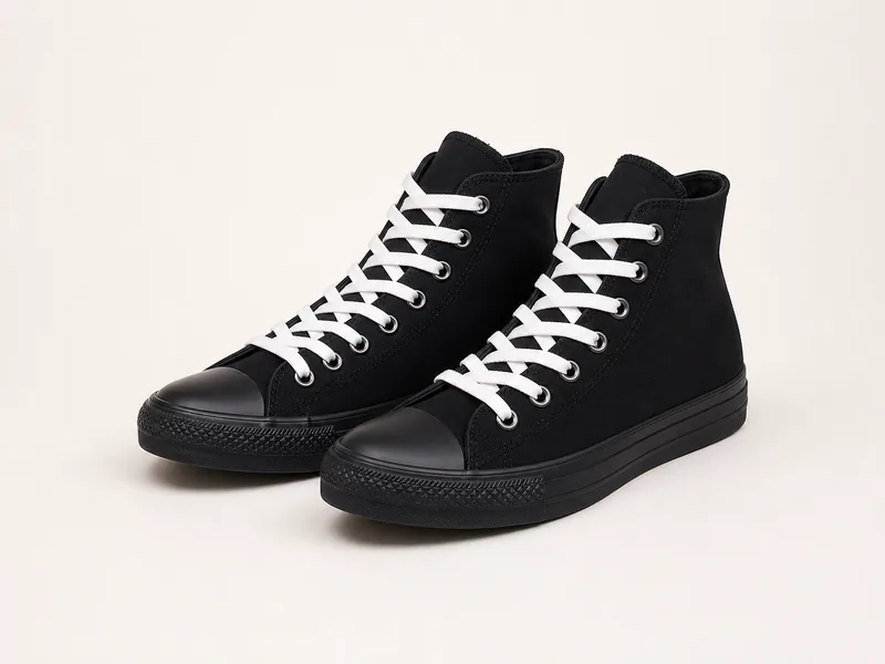 Generated generic product photo of black high-top sneakers.