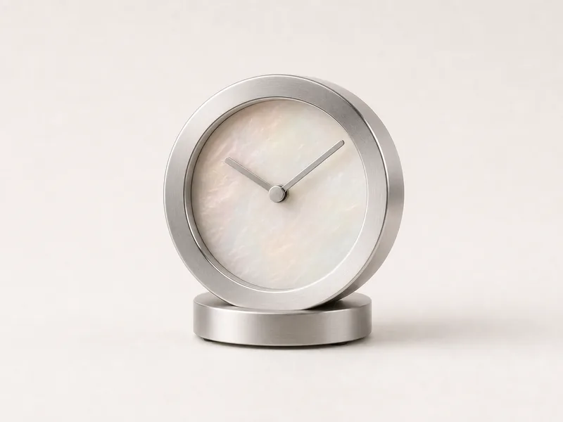 Generated generic product photo of a silver opal window clock.