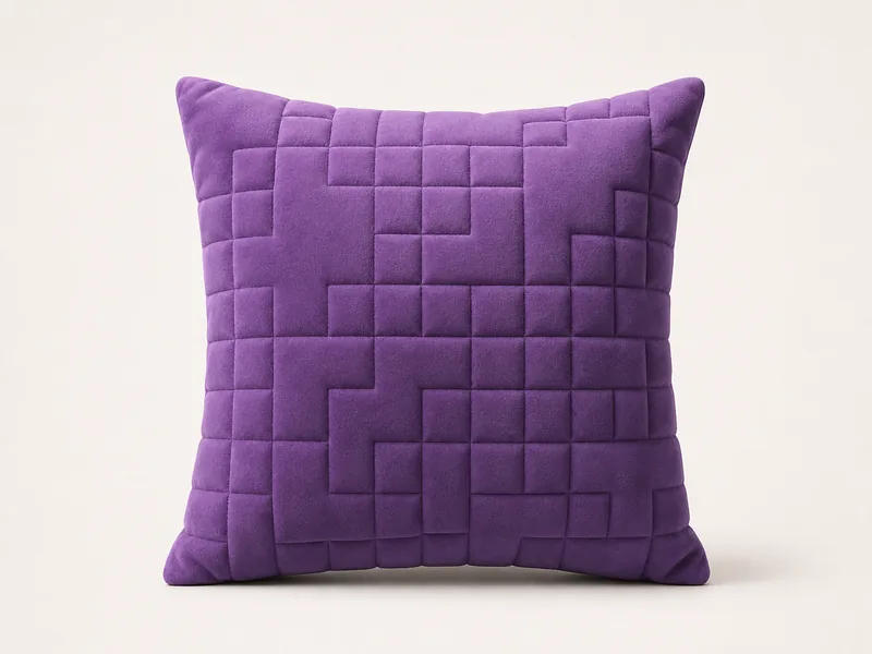 Generated generic product photo of a purple pixel pillow.