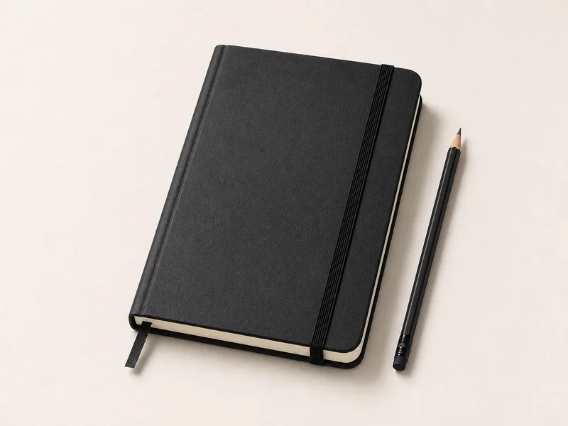 Generated generic product photo of an ink quest log notebook.
