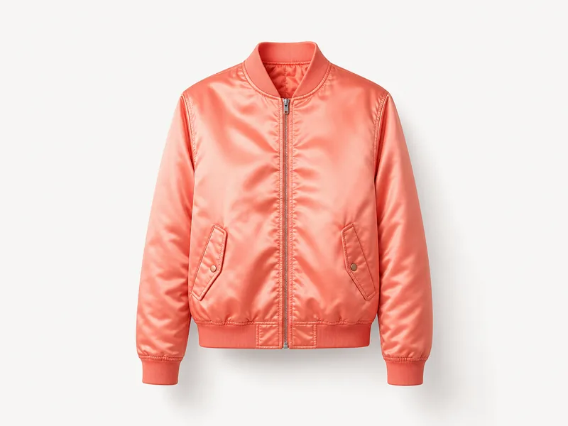 Generated generic product photo of a coral satin pocket jacket.