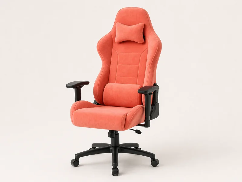 Generated generic product photo of a coral velour game chair.
