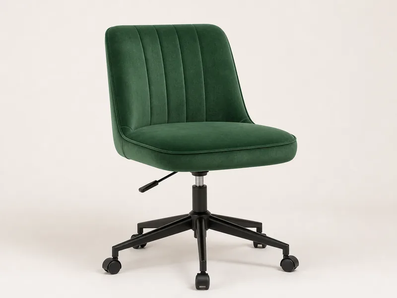 Generated generic product photo of a green velvet desk chair.