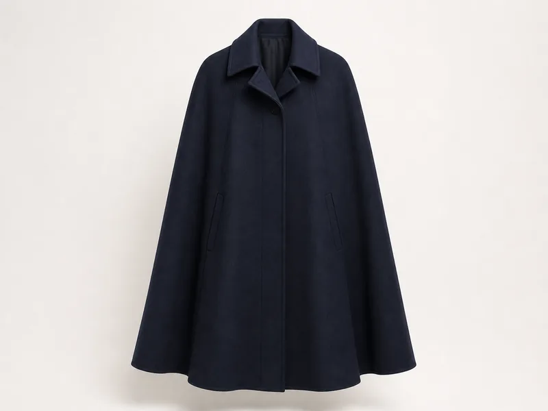 Generated generic product photo of an ink weekday cape coat.